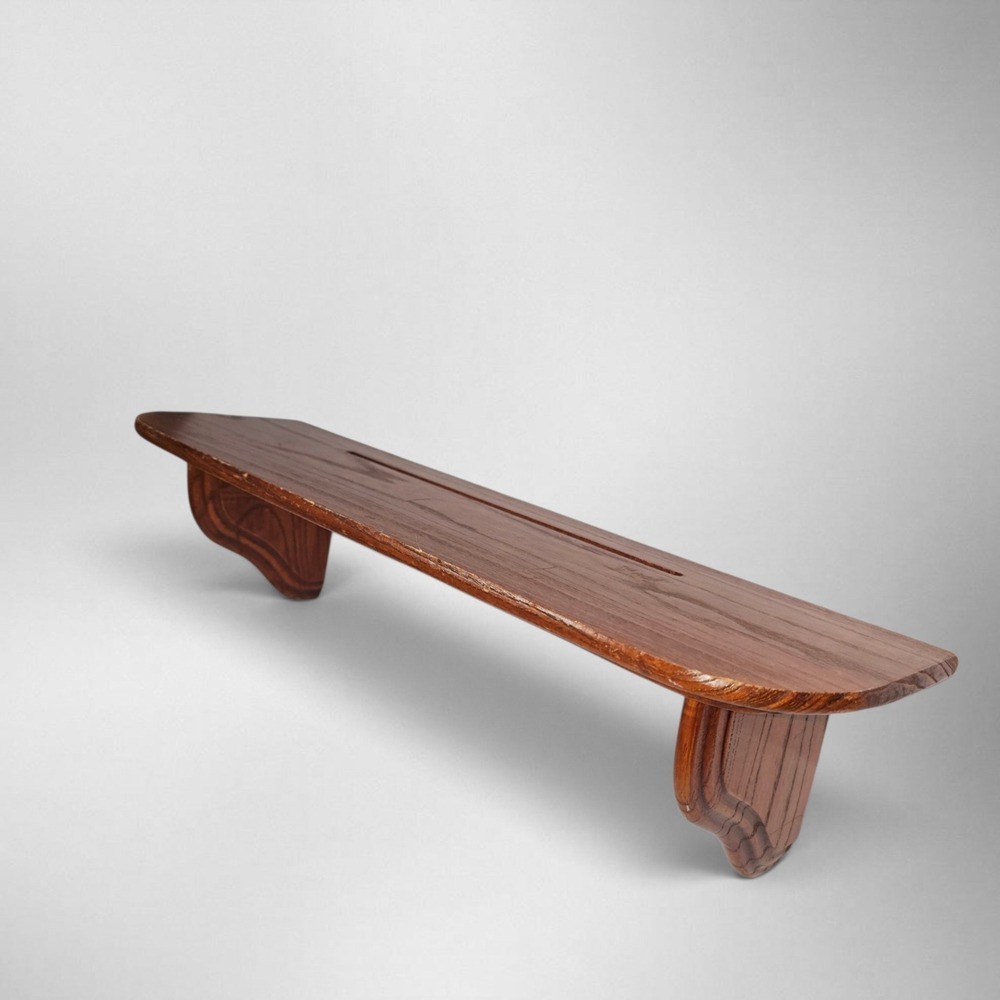 Homco Wooden Wall Shelf 20-inch Plate Rail Ledge Vintage Groove Scalloped Sconce